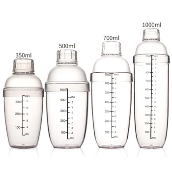 

Cocktail Shaker Bottle Home Drink with Scale Wine Mixer Resin Transparent Beverage Barware Bottle Coffee Party Portable Bar Tool