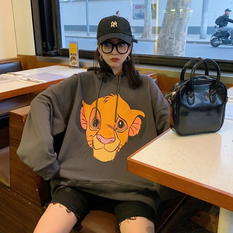 

Photo Shoot 2020 Early Spring New Style Cartoon Printed Hoodie Women's Korean-style Loose-Fit CHIC Hooded Gray Students Coat Fas