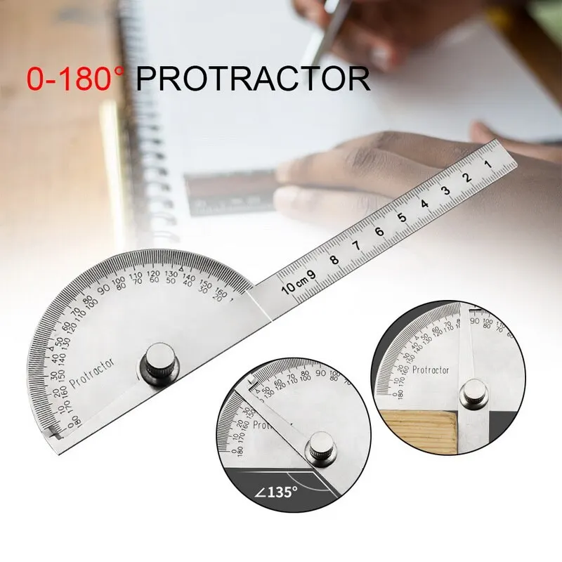 0 To180 degrés tête ronde en acier inoxydable Angle rapporteur Angle Finder règle de mesure machiniste outil facile à transporter
