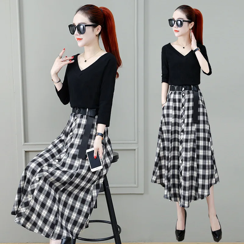 

Dress Autumn 2019 Autumn And Winter New Style WOMEN'S Dress Elegant Women's Pattern Dress Plus-sized Skirt