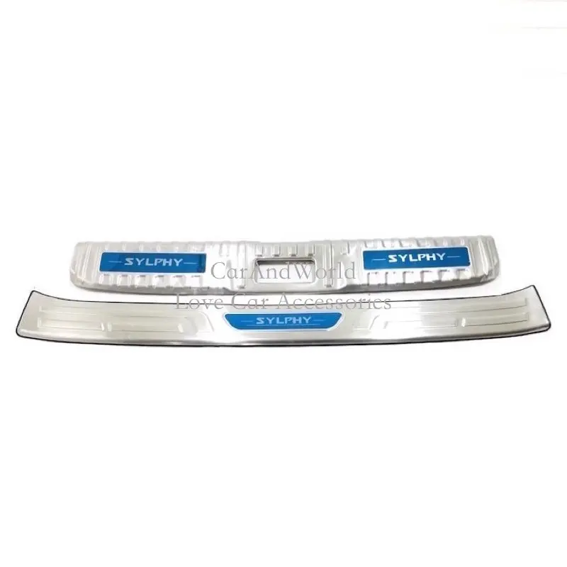 08-Inner-Outer blue Для Nissan Sylphy Sentra из нержавеющей стали, накладка на задний багажник, Накладка на порог, накладка на заднюю дверь, накладка на педаль, автомобильные аксессуары - Цвет: 08-Inner-Outer blue
