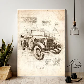 

Old Ford Model T design drawings Canvas Art Poster Home Wall Decor (No Frame)