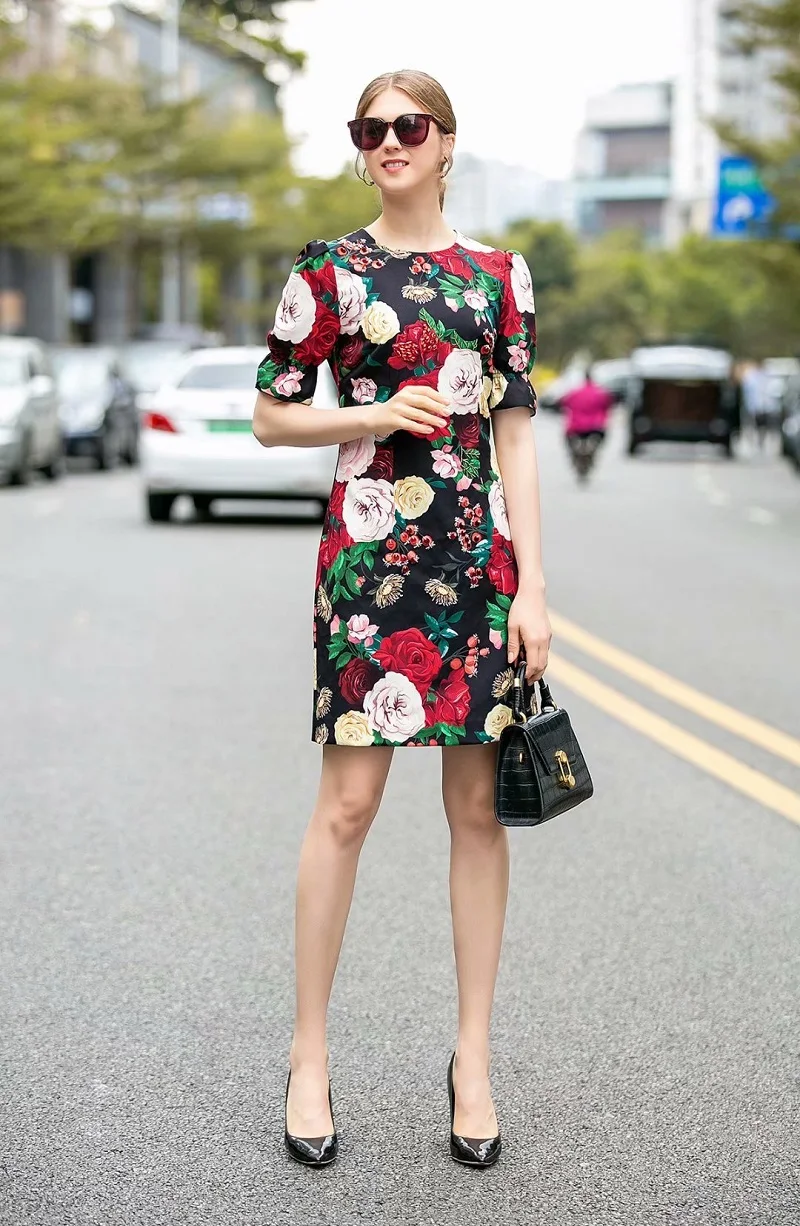 Высококачественное облегающее платье весна лето винтажное женское платье с круглым вырезом ручной работы с бисером Очаровательное платье мини с цветочным принтом