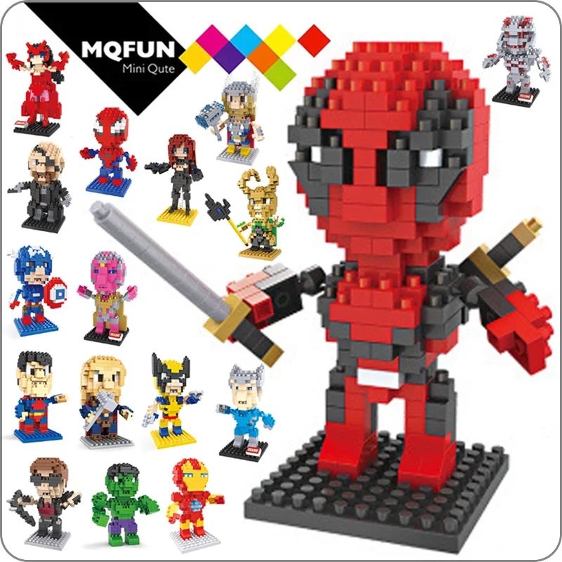 

HSANHE Marvel Avenger Super hero iron man deadpool spiderman action figures Educational Toy DIY Assembly Model Building Bricks