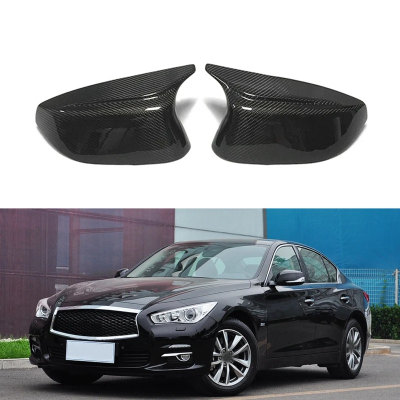 Углеродное волокно боковая крышка зеркала заднего вида Замена бык рога для Infiniti Q5 SQ5 Q60-17