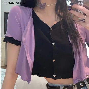 

2020 Summer Rib Knitted False 2pcs Short Sleeve Cropped T-shirts Women Vintage V neck Exposed navel Short Knitwear T shirt Tops