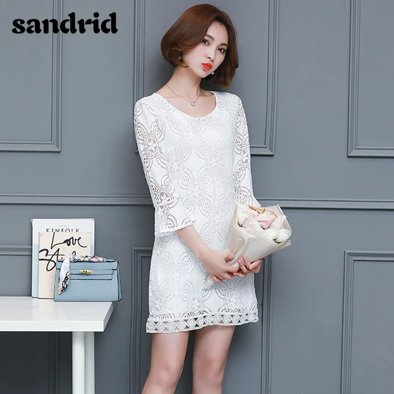 

Summer lace dress 2020 plus-size dress seven-quarter sleeve a-line dresses fat sister dress fashion girl