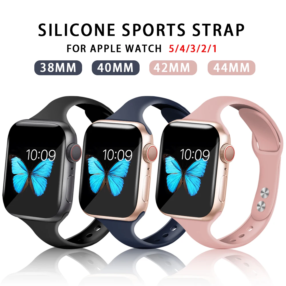 

Watch Band Strap For Apple 38mm 42mm iWatch 5 Band 44mm 40mm Belt Sport Silicone Bracelet watch Apple 4 3 2 1 Accessories