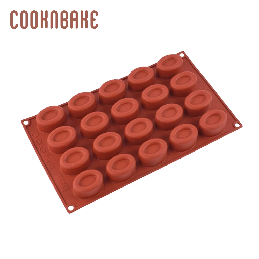 COOKNBAKE oval silicone mold for cake biscuit pastry baking donut candy gummy chocolate form 20 cavity ice cake decoration tool