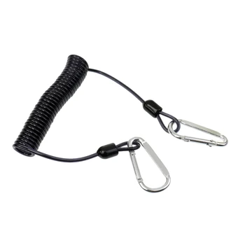 

Strong Elastic Coil Lanyard with Double Ended Carabiners Keychain Clips for Security Reels Torch Camera Tools