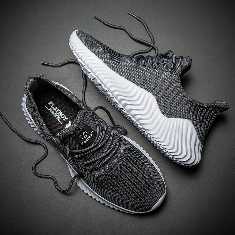 Korean Shoes Sneakers Black Breathable Flat White Mens Fashion Mesh