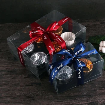 

5pcs Transparent Cake Box With Handle Cupcake Swiss Clear Plastic Portable PET Packing Gift Box Dessert Mousse box Cake Holders