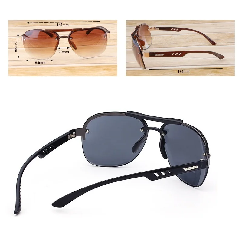 Classic gradient lens semi rimless polarized sunglasses men women luxury driving pilot fashion rimless sun glasses female male eyewear UV400 polarized sunglasses semi rimless sunglasses