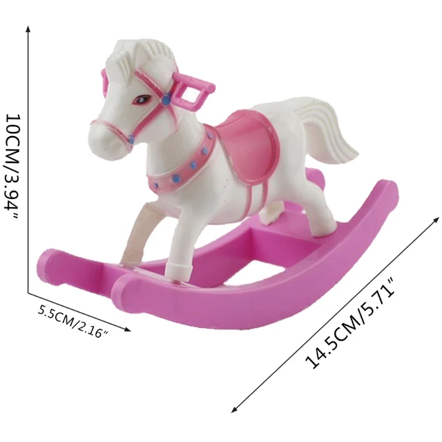 Mini Small Plastic Rocking Horse Model Baby Shower Party Favor Dolls Balance House Decoration Pretend Play House Toys 2
