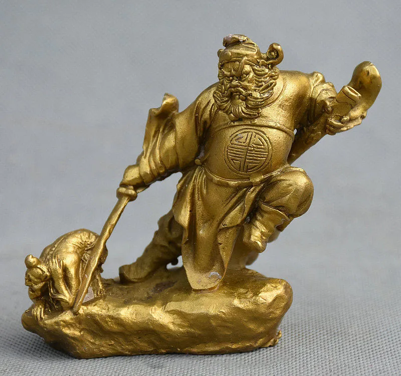 Народная китайская латунная Статуэтка FengShui Exorcist Zhong Kui ChungKuel God|Статуэтки и