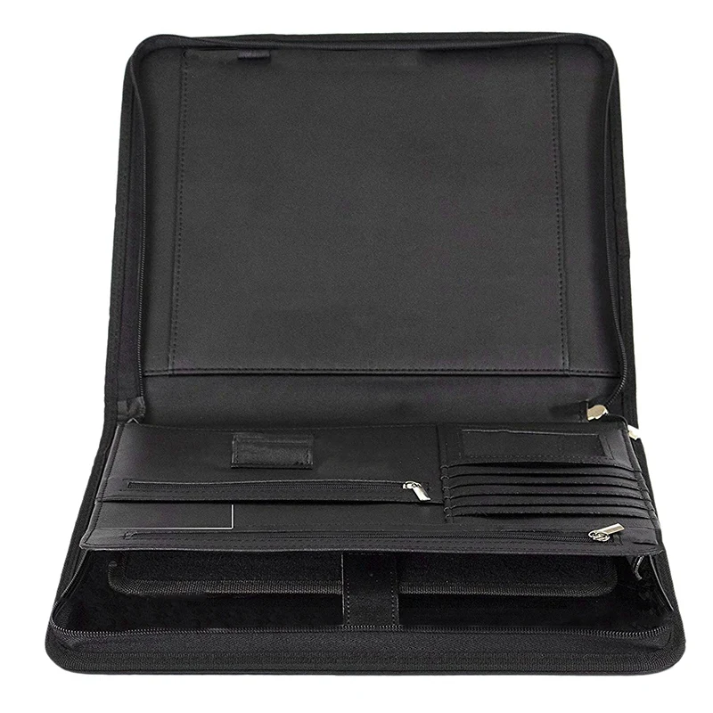 

Vegan Leather Folder Zippered Closure Portfolio for Business IPad/Table and Card Interview Resume Binder