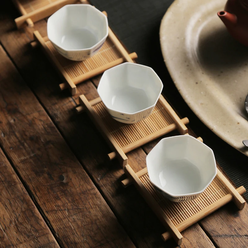 Heat Insulation Saucer Bamboo Tea Coffee Cup Mat Trays Coaster Kitchen Accessories Placemat Cup Holder Dish Pot Pad Square Decor tea cup mat