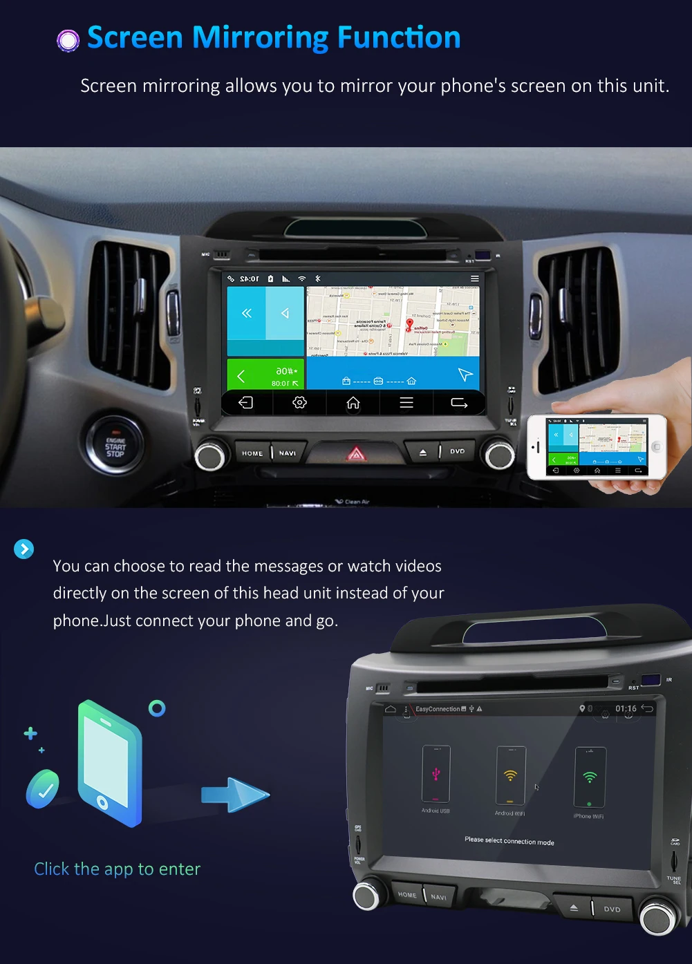 Sale Car Android 9.0 2 din car multimedia player car dvd for KIA sportage 2011 2012 2013 2014 2015 headunit gps navigation Radio 7