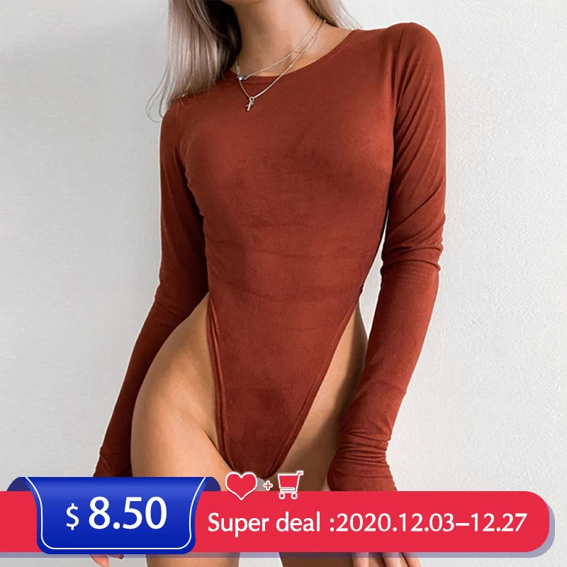 MIYOUJ-Body de Tanga para mujer, Tops de encaje, bodis de malla Sexy, ceñido al cuerpo con tirantes, camisa Sexy de manga larga