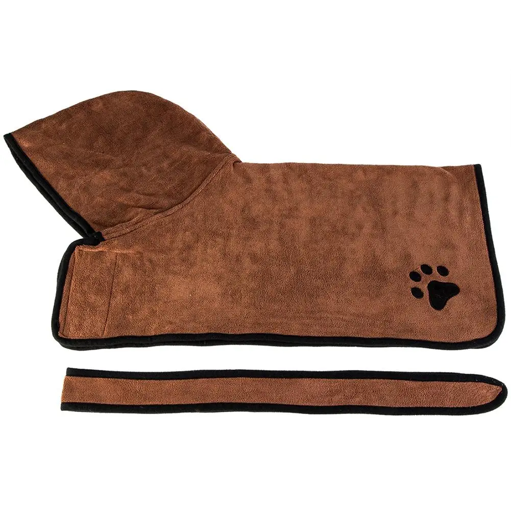 Банный халат для собак, XS-XL ванная для собак, полотенце для маленьких, средних и больших собак, 400 г, микрофибра, супер впитывающее полотенце для домашних животных - Цвет: Brown