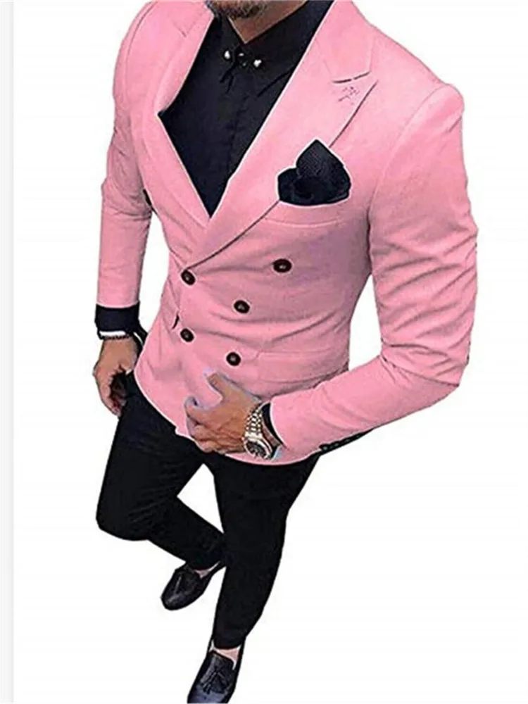 Мужской костюм Smolking Noivo Terno Slim Fit Easculino вечерние костюмы для мужчин двубортный пиджак жениха+ черные брюки