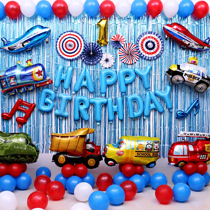 Car Ballons Truck Train airplane Foil Balloon police Globos Gift Happy Birthday Boyss Party Decorations Favor Kids car car balls