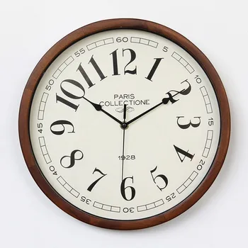 

Solid wood wall clock 13-inch Taobao living room bedroom simple European American wall clock Sun movement silent clock Brief