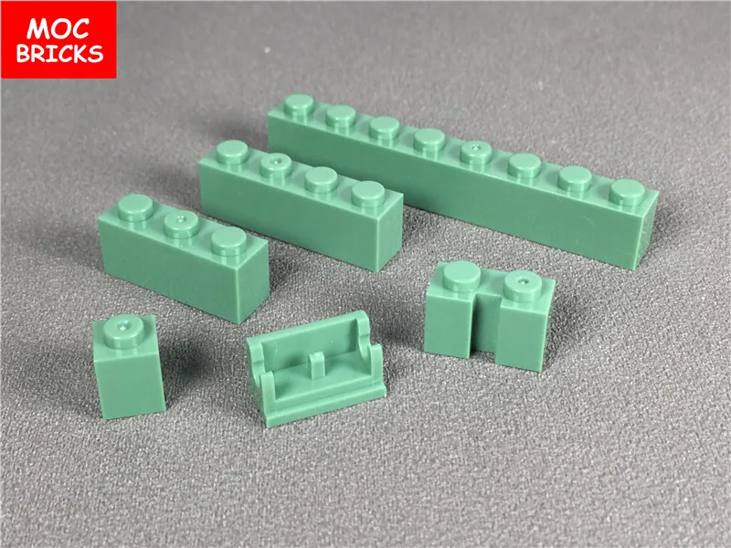 100 шт./лот кирпичи MOC С Песком зеленые 1x8 модифицированные 1x3 петля кирпич 1x2 основа
