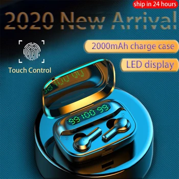 

2000mAh Bluetooth Earphone Wireless Headphones LED TWS with Microphone Earphones Waterproof Noise Cancel Headset Earbuds