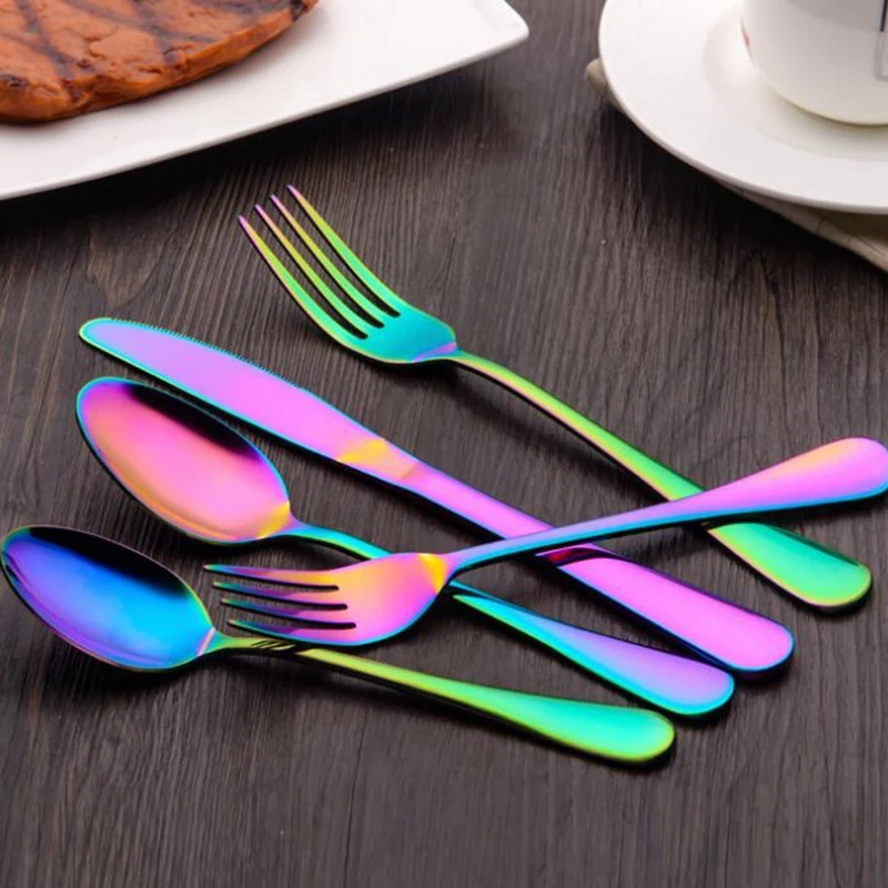 24-Piece Rainbow Cutlery Set Color Cutlery Set Gift Cutlery Set Hotel Party Tableware