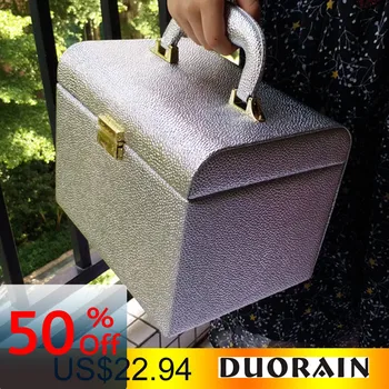 

Hot selling PU leather Make up Box with mirror Makeup Case Beauty Case Cosmetic Bag Lockable Jewelry Box for ladys gift