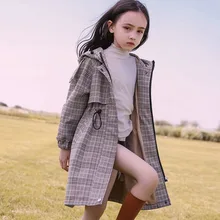 Осенняя клетчатая детская одежда с капюшоном, Ветровка для девочек, куртка, детский Тренч для девочек, верхняя одежда, пальто, куртки принцессы для девочек Осенняя клетчатая детская одежда с капюшоном, Ветровка для девочек, куртка, детский Тренч для девочек, верхняя одежда, пальто, куртки принцессы для девочек