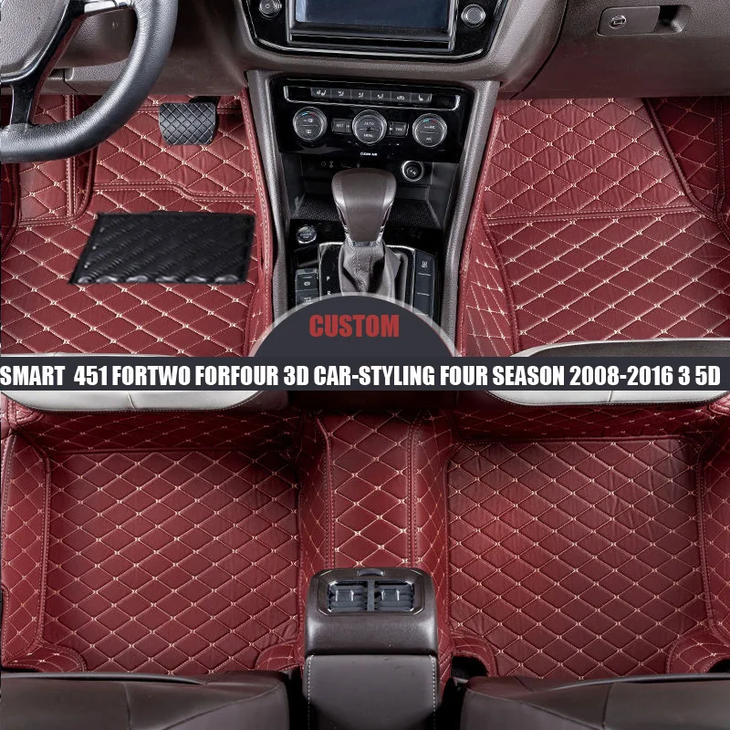 Custom Leather Car Floor Mats Trunk mat for Smart All Models 451 Fortwo Forfour 3D Car-styling Four Season 2008-2016 3 5Doors | Автомобили