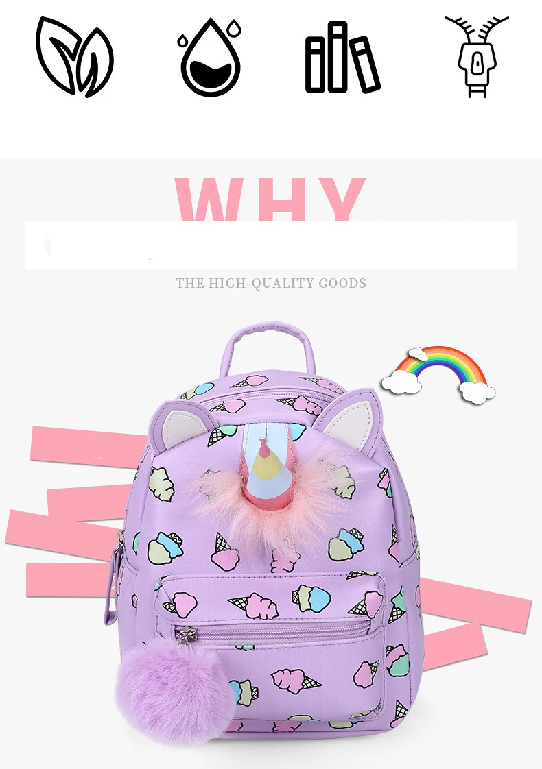 Mini Unicorn Leather Children School Bags
