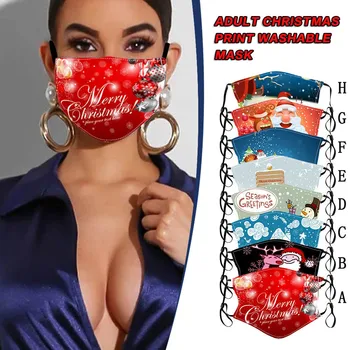 

1Pcs Adult Unisex Christmas Printed Face Masks Washable Filterable Reusable Protective Outdoor Face Mask mascarilla reutilizable