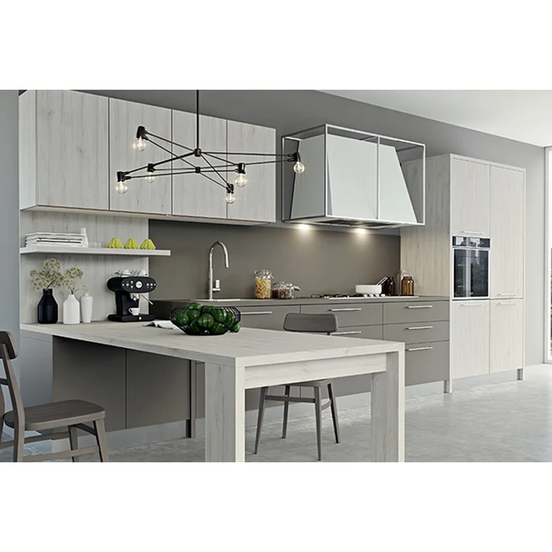 Современный дизайн серого слова кухонный шкаф и стол - Color: Light Grey