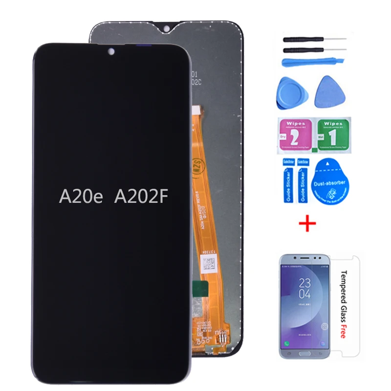 Ceny Oryginał do Samsung Galaxy A20e wyświetlacz LCD montaż digitizera ekranu dotykowego A202 A202F wymienić na ekran SAMSUNG A20e LCD