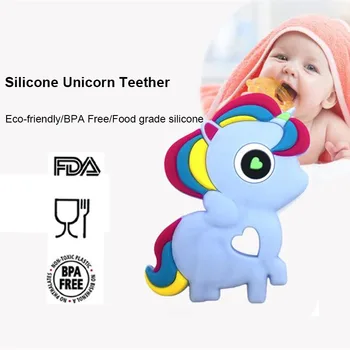 

Silicone Unicorn Teether Baby Teething Toys DIY Baby Animal Rattle Chewing Pacifier Dummy Teething Montessori Sensory Toy 1/4pcs