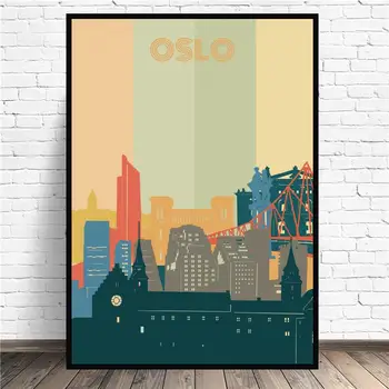 

Oslo City Retro Cityscape Art Canvas Poster Prints Home Wall Decor Painting