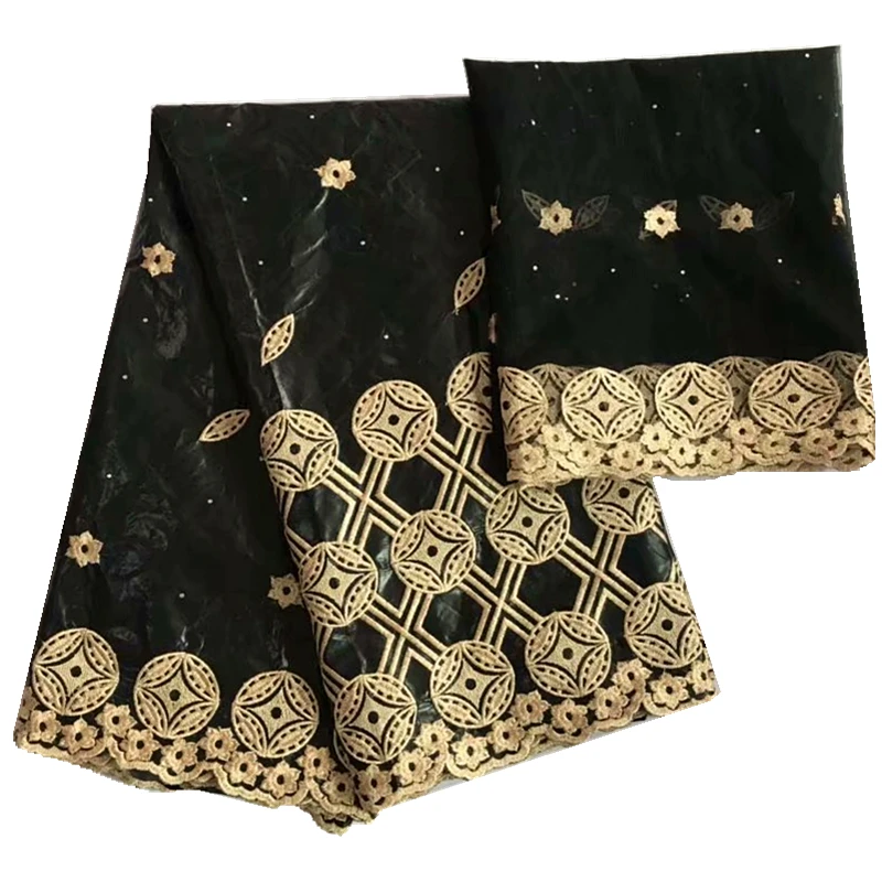 Горячая черный Базен ткань Африканский riche ткань с бисером broderie вышивка тюль кружево для свадебного платья 7 ярдов/комплект