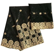 Горячая черный Базен ткань Африканский riche ткань с бисером broderie вышивка тюль кружево для свадебного платья 7 ярдов/комплект