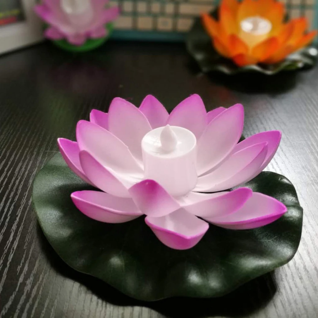 Floating Tealight Candles Lotus Flower Pool Lights Flameless Night Lights