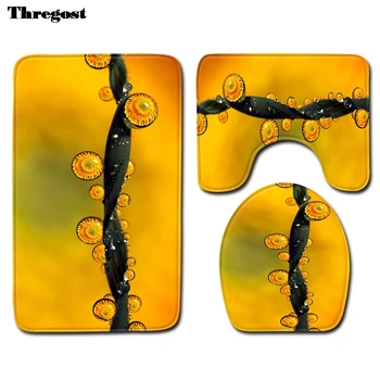 

Thregost Scenic 3Pcs Polyester Bathroom Rug Set Absorbent Bath Mat Doormat Non-slip Toilet Rug Shower Foot Pad Toilet Lid Cover