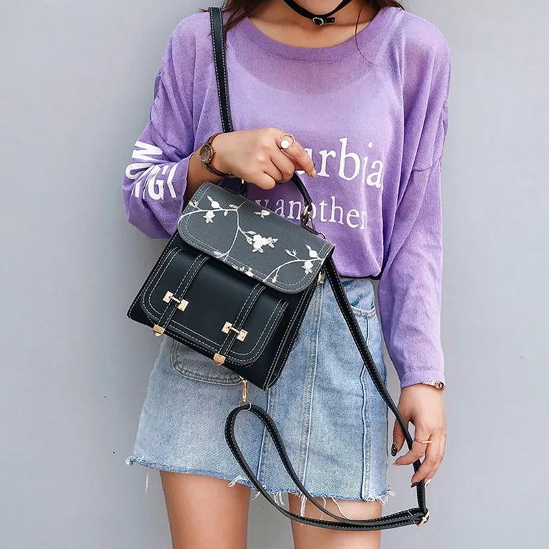 

Backpack Women Flower Pattern School Backpack Teenage Girls Leather Women Shoulder Bag bagpack Floral Embroidery Design Rucksack