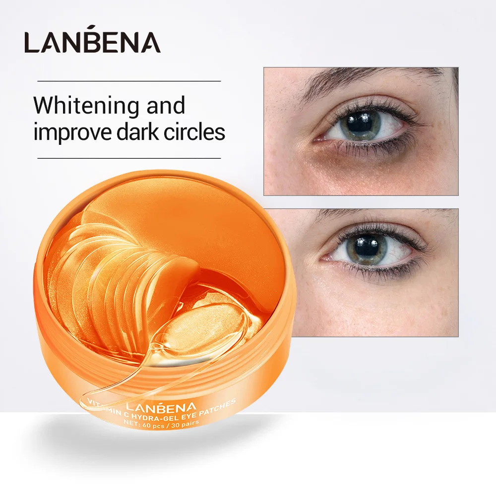 

LANBENA 60pcs Vitamin C Eye Mask Patches Collagen Remove dark circles Reduce wrinkles Gel Moisturizing Tighten Skin Full Upgrade