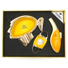 COHIBA 50th Юбилей издание сигареты, сигары, табак 1 факел реактивная зажигалка многоразового W/лазерный резак машина пепельница, для курения набор инструментов