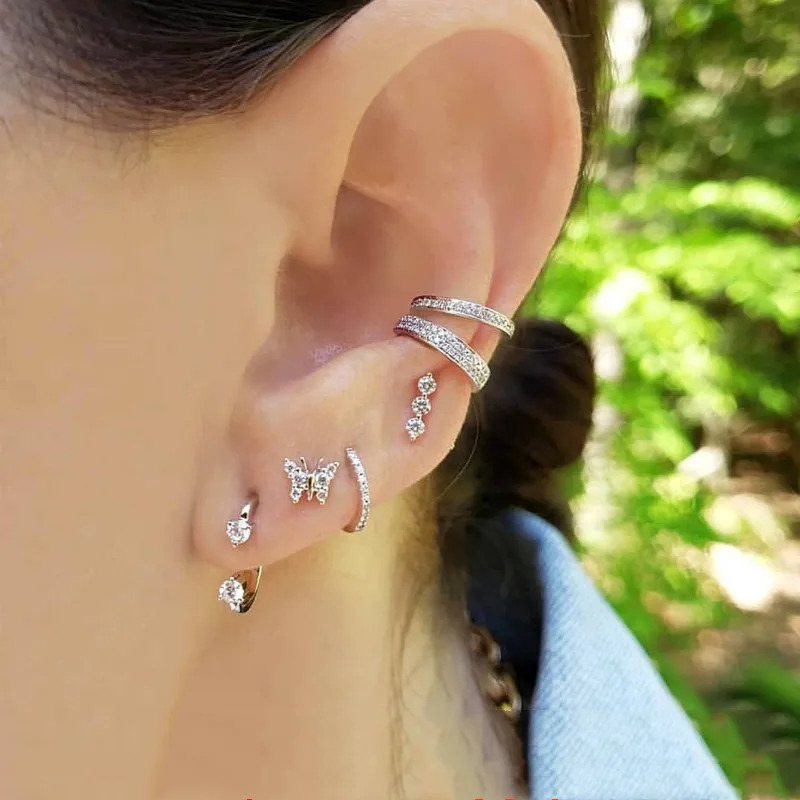 Модные каффы для ушей, Micro Pave CZ Циркон, круглые клипсы для ушей, без пирсинга, маленькие серьги, каффы для женщин и девочек KE279