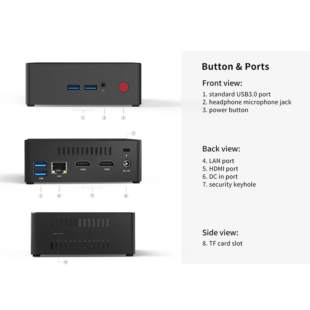 Beelink Gemini X55 Мини ПК J5005 Windows 10 Мини ПК 8 Гб LPDDR4 256/512 ГБ 2,4 ГГц+ 5 ГГц wifi 2* HDMI BT4.0 Поддержка Windows и Linux
