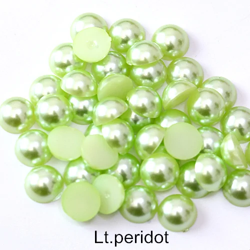 Lt.peridot 2 мм до 14 мм ABS полукруглые жемчужины стразы с плоской задней частью полукруглые жемчужины разноцветные клеевые Стразы для одежды B0961 - Цвет: Lt.peridot