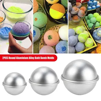 

2Pcs Round Aluminium Alloy Bath Bomb Molds DIY Tool Salt Ball Homemade Crafting Gifts Semicircle Sphere